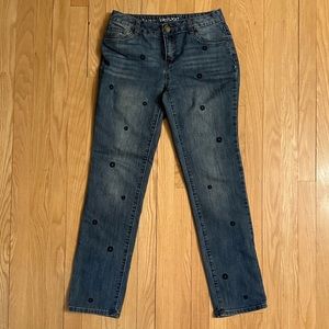 Westport Signature Straight Embroidered Jeans, Size 2